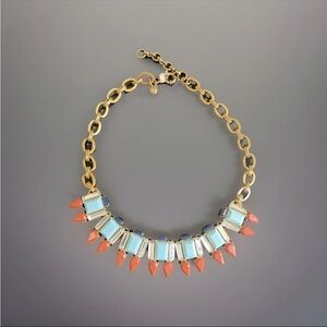 J CREW art deco style statement necklace Turquoise Color Baguettes Estate